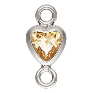3.0mm Champagne 3A CZ Vertical Heart Bezel Connector SPAT