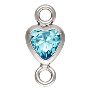 3.0mm Swiss Blue 3A CZ Vertical Heart Bezel Connector SPAT