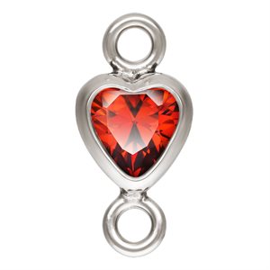 3.0mm Garnet 3A CZ Vertical Heart Bezel Connector SPAT