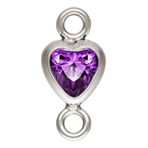 3.0mm Amethyst 3A CZ Vertical Heart Bezel Connector SPAT