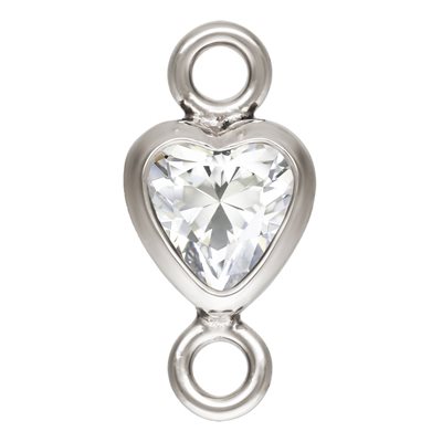 3.0mm White 3A CZ Vertical Heart Bezel Connector SPAT