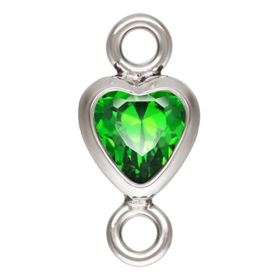 3.0mm Green 3A CZ Vertical Heart Bezel Connector SPAT 3.0mm Green 3A CZ Vertical Heart Bezel Connector SPAT