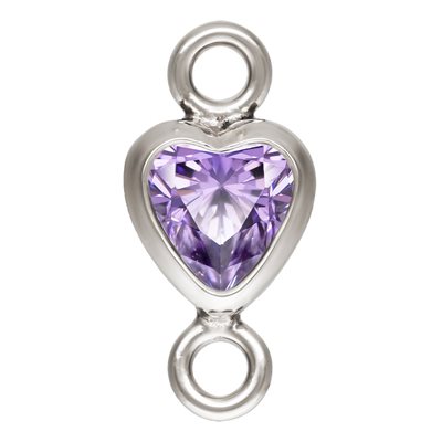 3.0mm Light Amethyst 3A CZ Vertical Heart Bezel Connector SPAT 3.0mm Light Amethyst 3A CZ Vertical Heart Bezel Connector SPAT