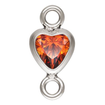 3.0mm Ruby 3A CZ Vertical Heart Bezel Connector SPAT