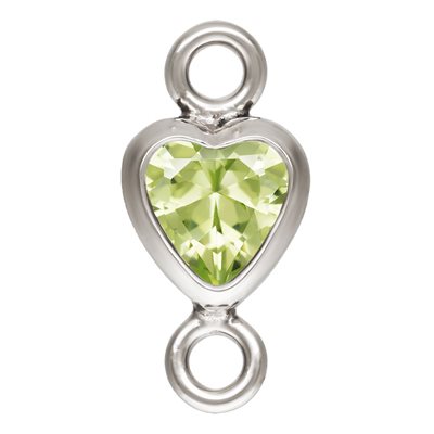 3.0mm Lime 3A CZ Vertical Heart Bezel Connector SPAT 3.0mm Lime 3A CZ Vertical Heart Bezel Connector SPAT