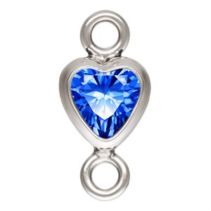 3.0mm Sapphire 3A CZ Vertical Heart Bezel Connector SPAT