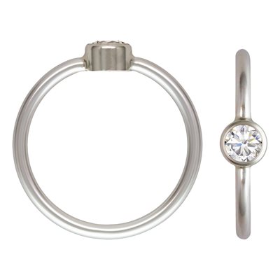 4mm White 3A CZ Bezel Ring Size 5 AT 4mm White 3A CZ Bezel Ring Size 5 AT