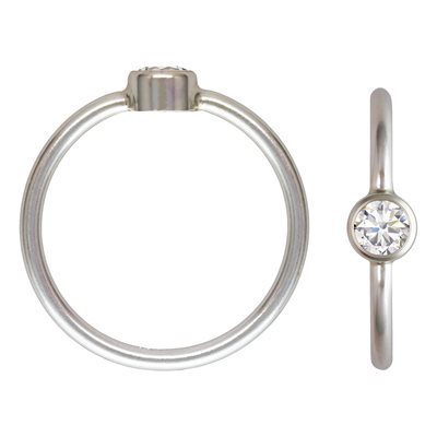 4mm White 3A CZ Bezel Ring Size 6 AT 4mm White 3A CZ Bezel Ring Size 6 AT