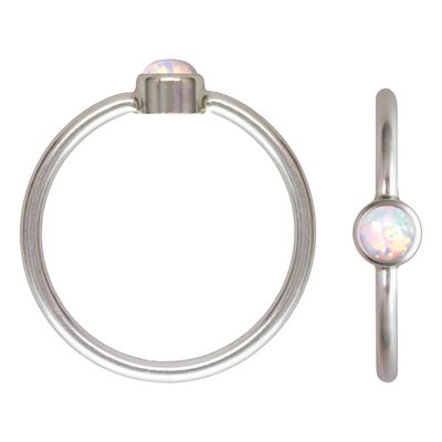 4.0mm White Bello Opal Bezel Ring Size 7
