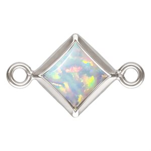4.0mm White Bello Opal Square Bezel Connector SPAT