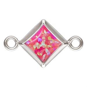 4.0mm Hot Pink Bello Opal Square Bezel Connector SPAT