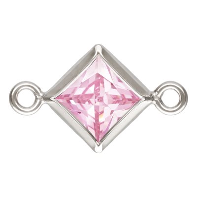 4.0mm Pink 3A CZ Square Bezel Connector SPAT
