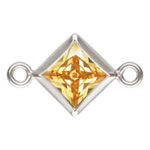 4.0mm Champagne 3A CZ Square Bezel Connector SPAT