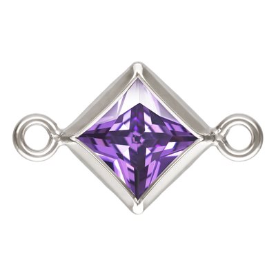 4.0mm Amethyst 3A CZ Square Bezel Connector SPAT 4.0mm Amethyst 3A CZ Square Bezel Connector SPAT