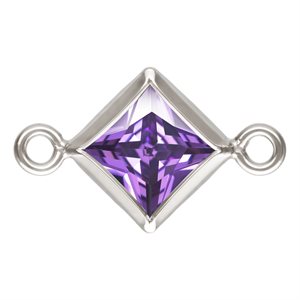 4.0mm Amethyst 3A CZ Square Bezel Connector SPAT