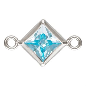 4.0mm Aquamarine 3A CZ Square Bezel Connector SPAT