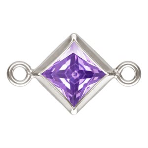 4.0mm Light Amethsyt 3A CZ Square Bezel Connector SPAT