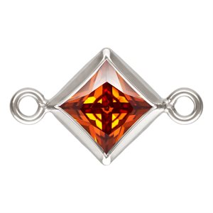 4.0mm Ruby 3A CZ Square Bezel Connector SPAT