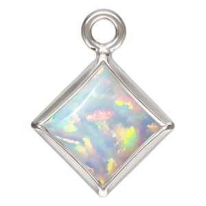 4.0mm White Bello Opal Square Bezel Drop SPAT