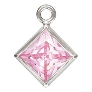 4.0mm Pink 3A CZ Square Bezel Drop SPAT