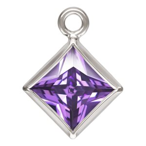 4.0mm Amethyst 3A CZ Square Bezel Drop SPAT
