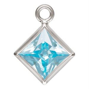 4.0mm Aquamarine 3A CZ Square Bezel Drop SPAT