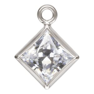 4.0mm White 3A CZ Square Bezel Drop SPAT