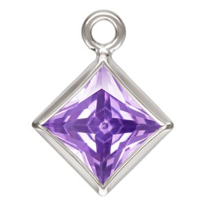 4.0mm Light Amethyst 3A CZ Square Bezel Drop SPAT