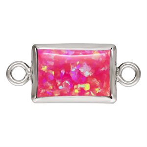 4.0x6.0mm Hot Pink Bello Opal Rectangle Bezel Connector SPAT