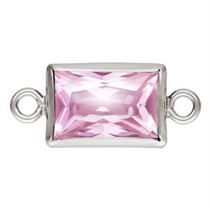 4.0x6.0mm Pink 3A CZ Rectangle Bezel Connector SPAT