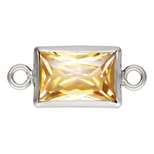 4.0x6.0mm Champagne 3A CZ Rectangle Bezel Connector SPAT