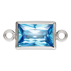 4.0x6.0mm Swiss Blue 3A CZ Rectangle Bezel Connector SPAT