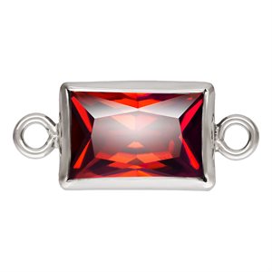 4.0x6.0mm Garnet 3A CZ Rectangle Bezel Connector SPAT