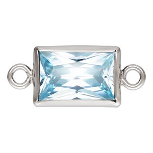 4.0x6.0mm Aquamarine 3A CZ Rectangle Bezel Connector SPAT