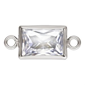 4.0x6.0mm White 3A CZ Rectangle Bezel Connector SPAT
