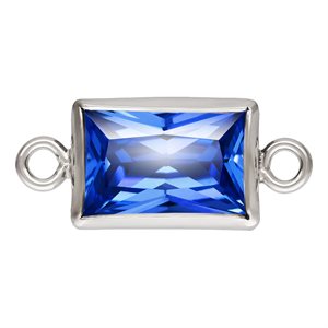 4.0x6.0mm Sapphire 3A CZ Rectangle Bezel Connector SPAT