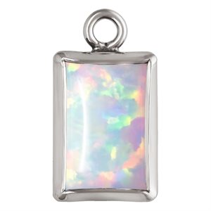 4.0x6.0mm White Bello Opal Rectangle Bezel Drop SPAT