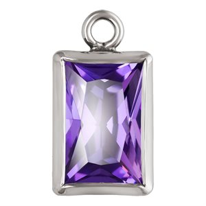 4.0x6.0mm Amethyst 3A CZ Rectangle Bezel Drop SPAT