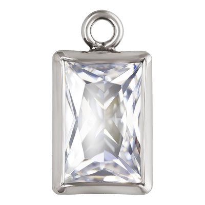 4.0x6.0mm White 3A CZ Rectangle Bezel Drop SPAT
