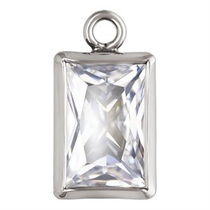 4.0x6.0mm White 3A CZ Rectangle Bezel Drop SPAT