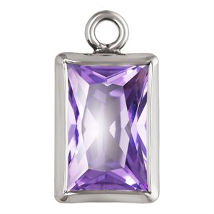 4.0x6.0mm Light Amethyst 3A CZ Rectangle Bezel Drop SPAT