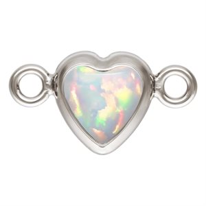 4.0mm White Bello Opal Horizontal Heart Bezel Connector SPAT