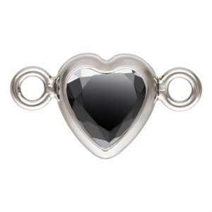 4.0mm Black 3A CZ Horizontal Heart Bezel Connector SPAT