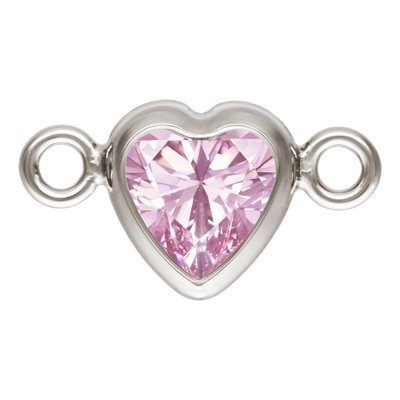 4.0mm Pink 3A CZ Horizontal Heart Bezel Connector SPAT 4.0mm Pink 3A CZ Horizontal Heart Bezel Connector SPAT