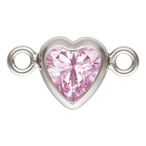 4.0mm Pink 3A CZ Horizontal Heart Bezel Connector SPAT