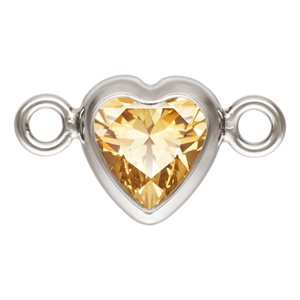 4.0mm Champagne 3A CZ Horizontal Heart Bezel Connector SPAT
