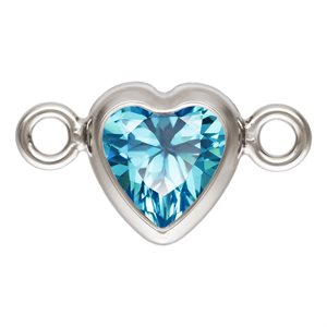 4.0mm Swiss Blue 3A CZ Horizontal Heart Bezel Connector SPAT