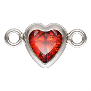 4.0mm Garnet 3A CZ Horizontal Heart Bezel Connector SPAT