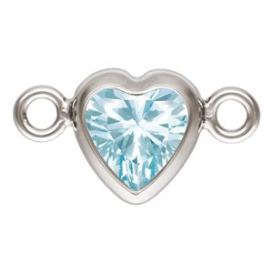 4.0mm Aquamarine 3A CZ Horizontal Heart Bezel Connector SPAT