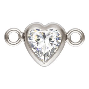 4.0mm White 3A CZ Horizontal Heart Bezel Connector SPAT